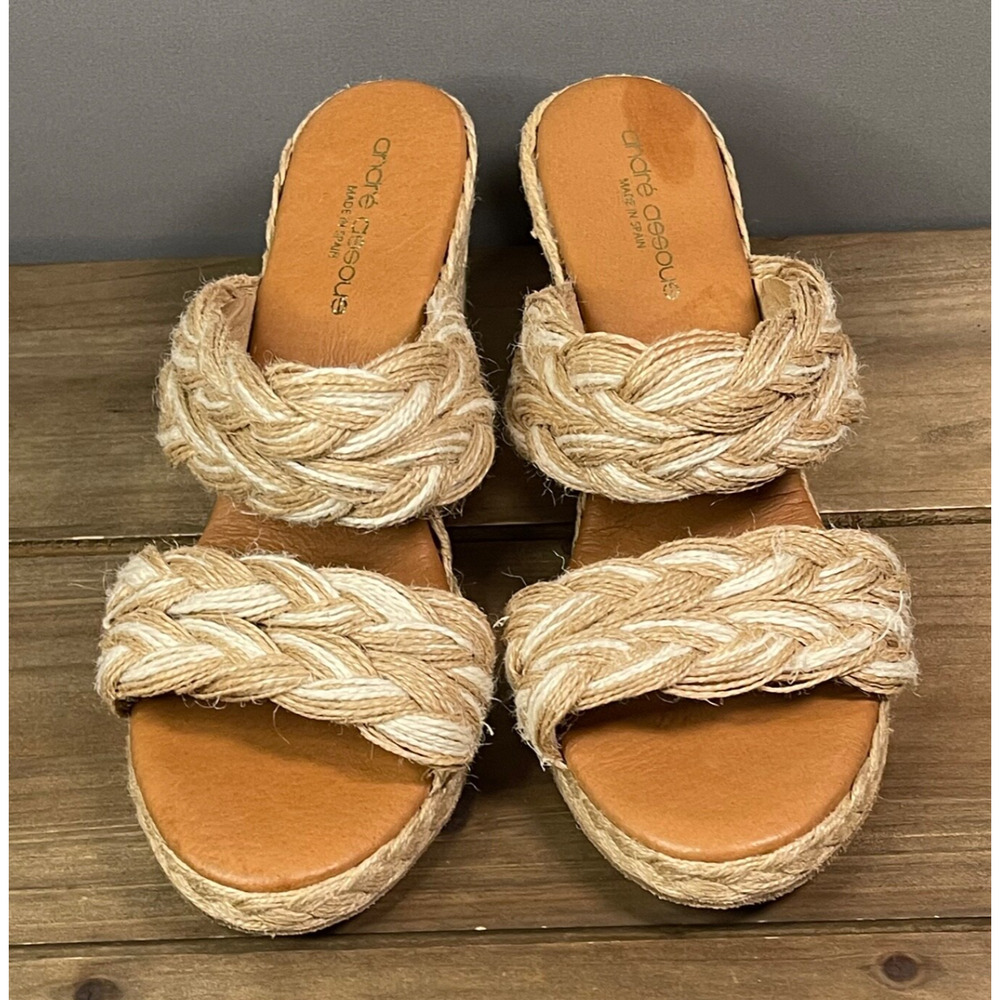 Andre Assous Women's Nolita Woven Espadrille Wedge Heel Sandal Size 41 Natural - Picture 4 of 14